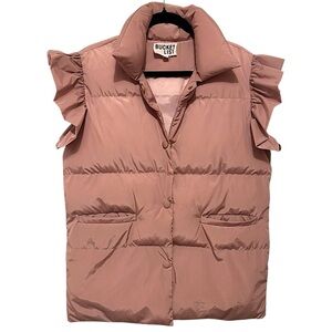 BUCKETLIST Blush/Mauve Ruffle Sleeve Puffer Vest Size S